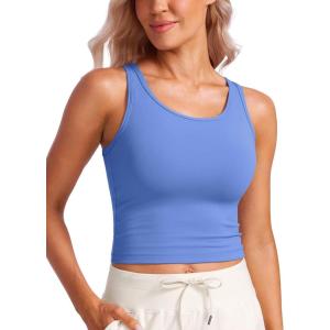 imageCRZ YOGA Womens Butterluxe Double Lined Workout Tank Tops Scoop Neck Racerback Cropped Casual Sleeveless ShirtWild Indigo