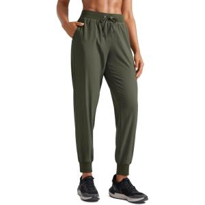 imageCRZ YOGA Womens Lightweight Workout Joggers 275quot  Travel Casual Outdoor Running Athletic Track Hiking Pants with PocketsDark Olive
