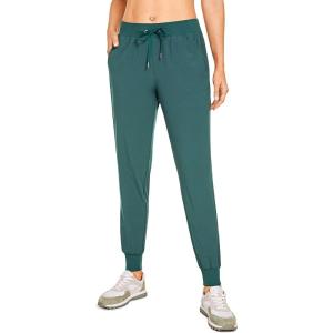 imageCRZ YOGA Womens Lightweight Workout Joggers 275quot  Travel Casual Outdoor Running Athletic Track Hiking Pants with PocketsMoss Green