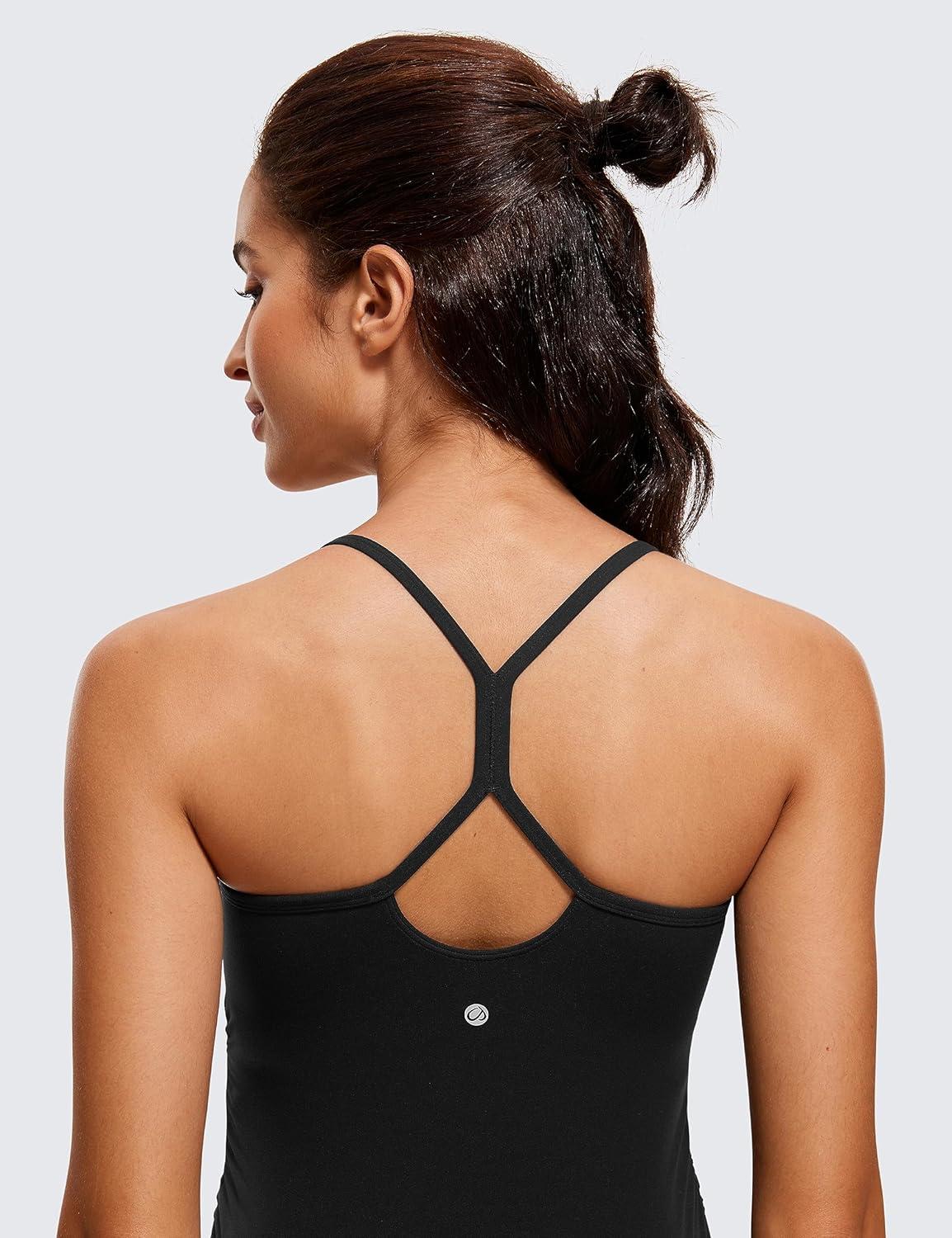 imageCRZ YOGA Butterluxe Y Back Maternity Tank Tops for Women Ruched Pregnancy Basic Camisole Sleeveless Athletic Yoga ShirtsBlack