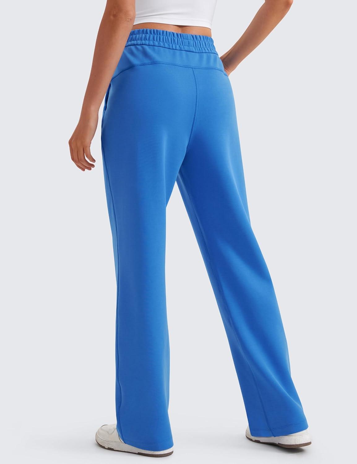 imageCRZ YOGA SoftAura Wide Leg Sweatpants Women 29quot31quot Modal High Waisted Lounge Travel Casual Sweat Pants with PocketsSparkle Blue