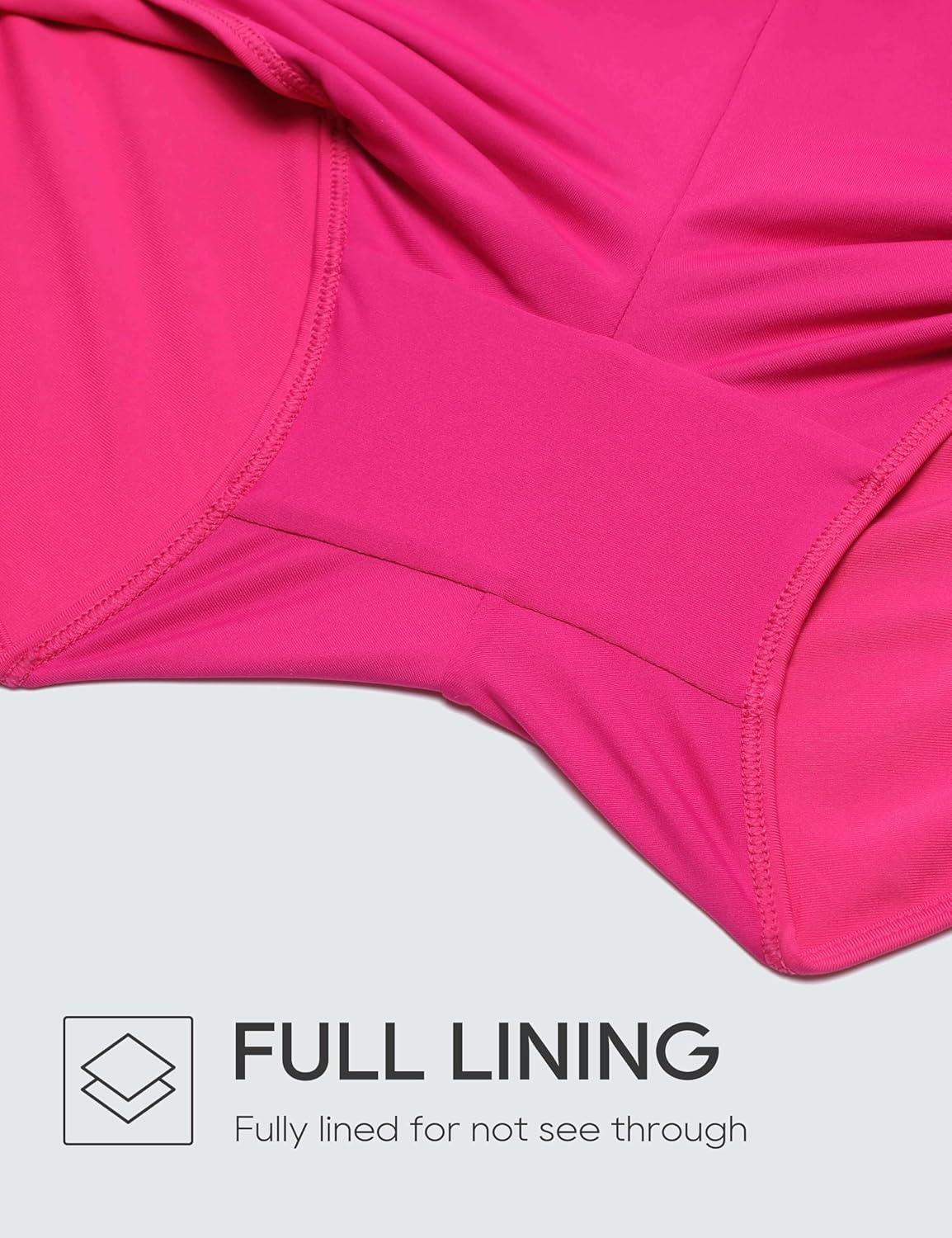 imageCRZ YOGA Womens 25 Swim Board Shorts High Waisted Quick Dry Bathing Suit Bottoms Dolphin Trunks with LinerGranita Pink