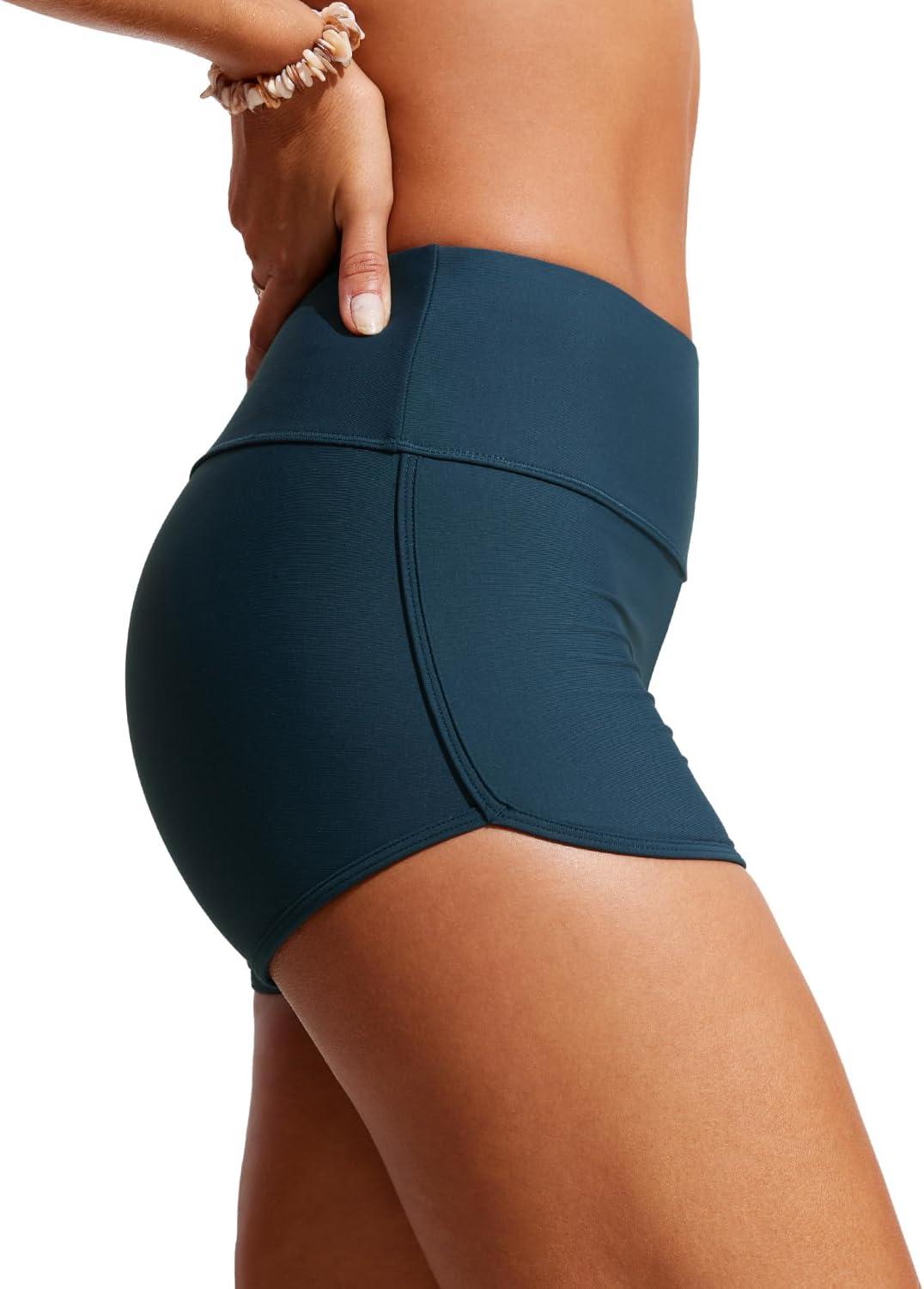 imageCRZ YOGA Womens 25 Swim Board Shorts High Waisted Quick Dry Bathing Suit Bottoms Dolphin Trunks with LinerInsignia Blue