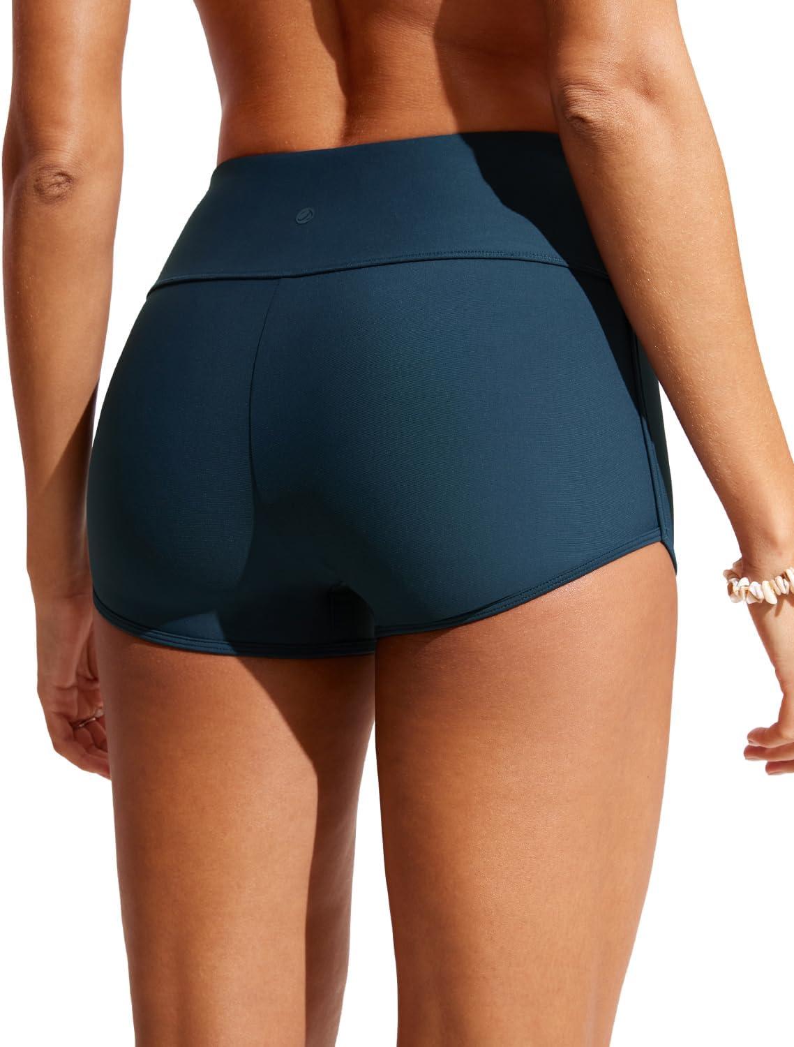 imageCRZ YOGA Womens 25 Swim Board Shorts High Waisted Quick Dry Bathing Suit Bottoms Dolphin Trunks with LinerInsignia Blue