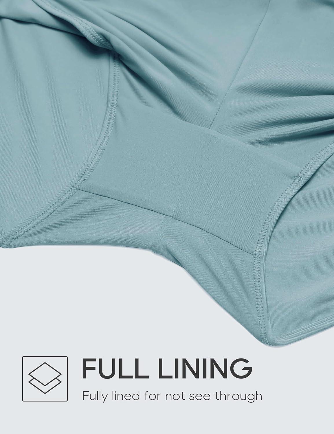 imageCRZ YOGA Womens 25 Swim Board Shorts High Waisted Quick Dry Bathing Suit Bottoms Dolphin Trunks with LinerLight Grayish Blue