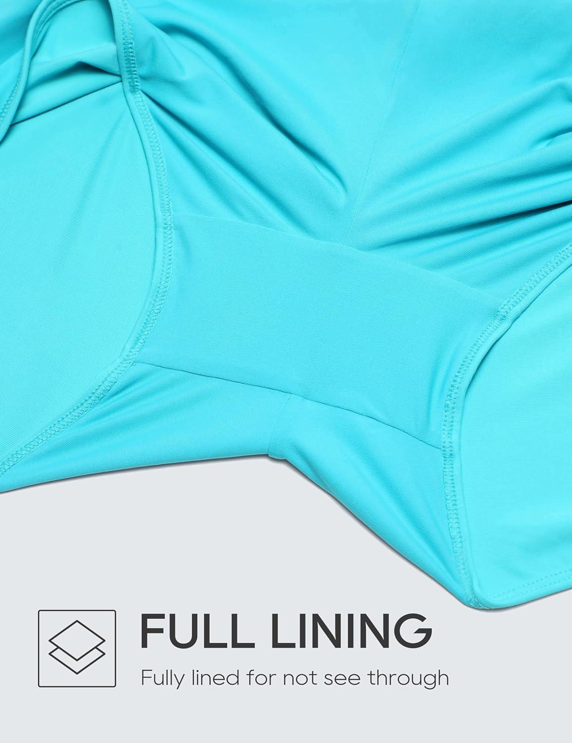 imageCRZ YOGA Womens 25 Swim Board Shorts High Waisted Quick Dry Bathing Suit Bottoms Dolphin Trunks with LinerTurquoise