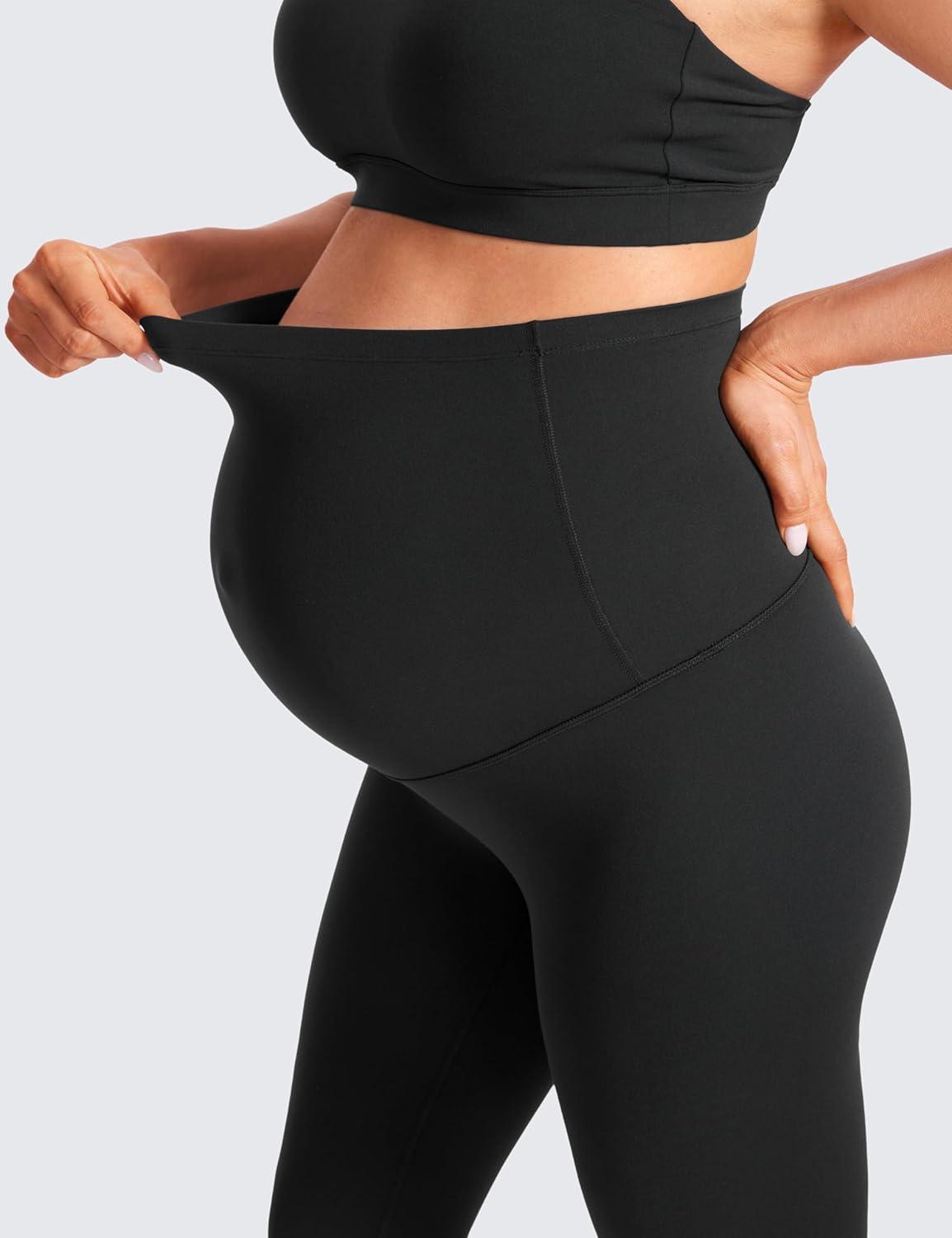 imageCRZ YOGA Womens Butterluxe Maternity Capris Leggings 21quot  Crop Pants Over The Belly Workout Active Yoga Pregnancy SoftBlack