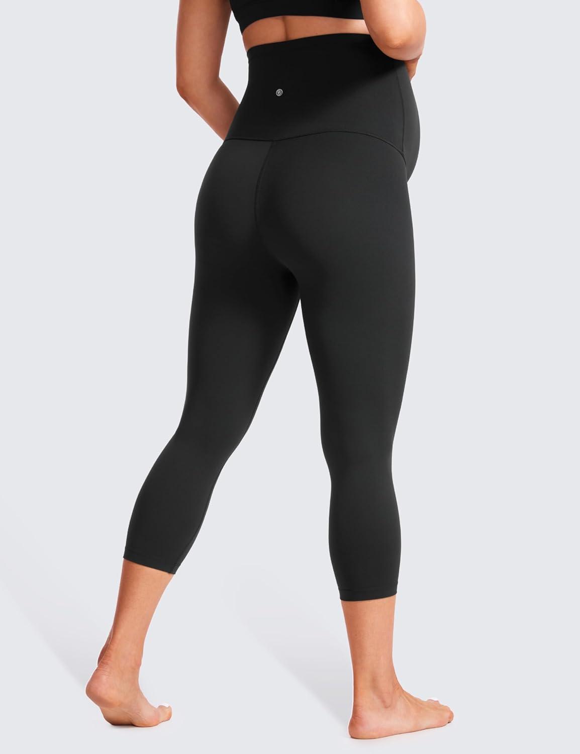 imageCRZ YOGA Womens Butterluxe Maternity Capris Leggings 21quot  Crop Pants Over The Belly Workout Active Yoga Pregnancy SoftBlack