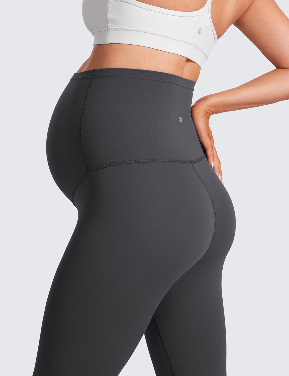 imageCRZ YOGA Womens Butterluxe Maternity Capris Leggings 21quot  Crop Pants Over The Belly Workout Active Yoga Pregnancy SoftMysterious Grey