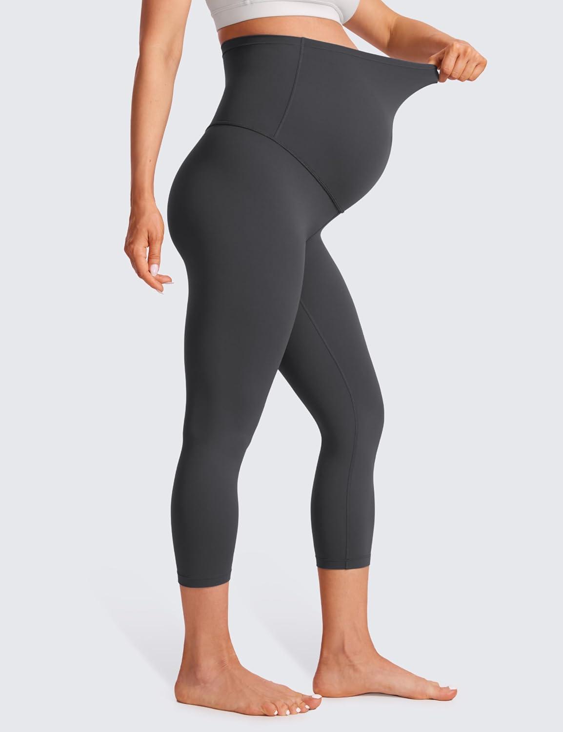 imageCRZ YOGA Womens Butterluxe Maternity Capris Leggings 21quot  Crop Pants Over The Belly Workout Active Yoga Pregnancy SoftMysterious Grey