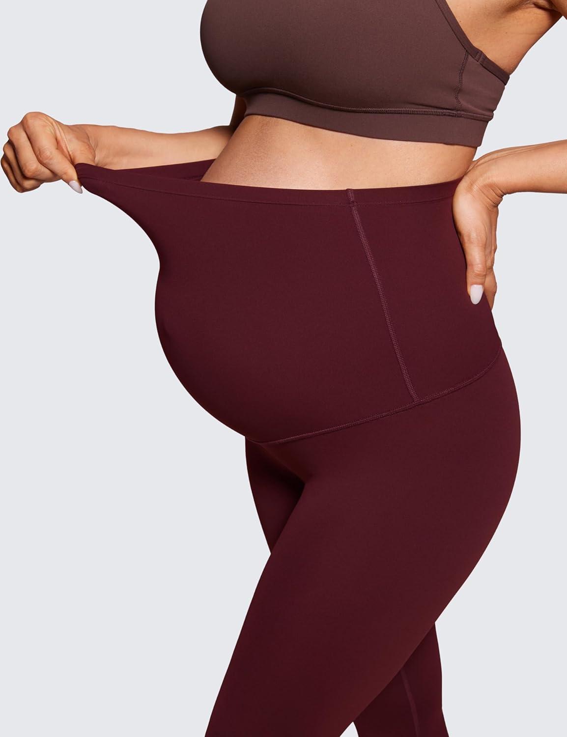 imageCRZ YOGA Womens Butterluxe Maternity Capris Leggings 21quot  Crop Pants Over The Belly Workout Active Yoga Pregnancy SoftRed Merlot