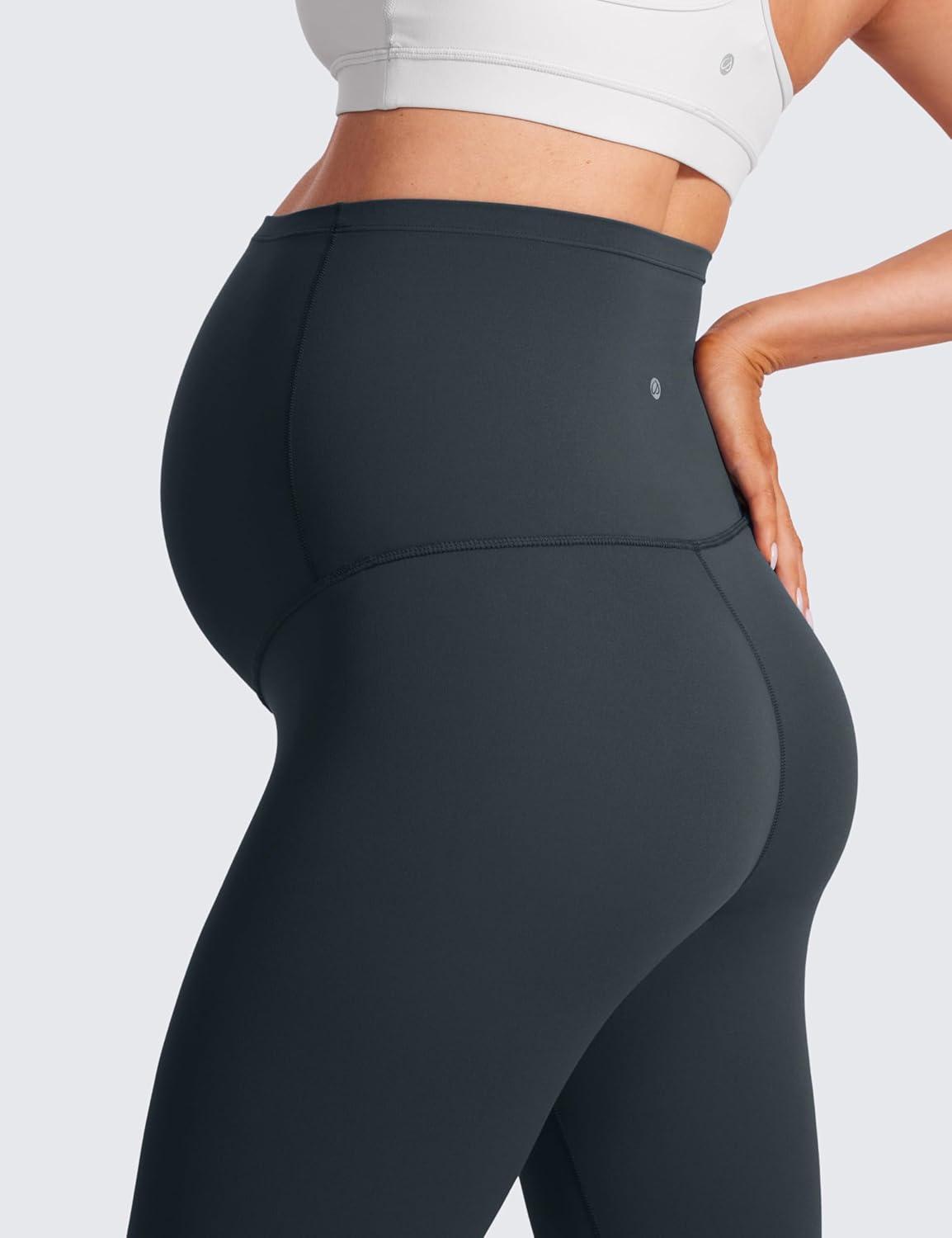 imageCRZ YOGA Womens Butterluxe Maternity Capris Leggings 21quot  Crop Pants Over The Belly Workout Active Yoga Pregnancy SoftTrue Navy