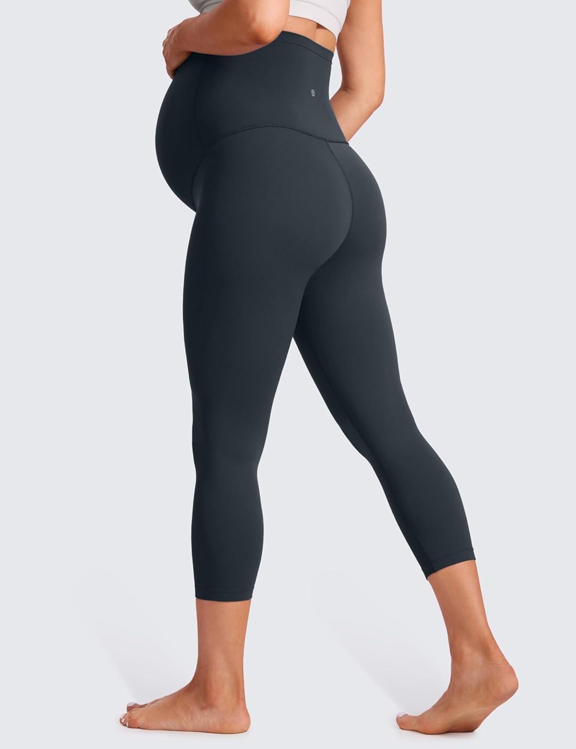 imageCRZ YOGA Womens Butterluxe Maternity Capris Leggings 21quot  Crop Pants Over The Belly Workout Active Yoga Pregnancy SoftTrue Navy
