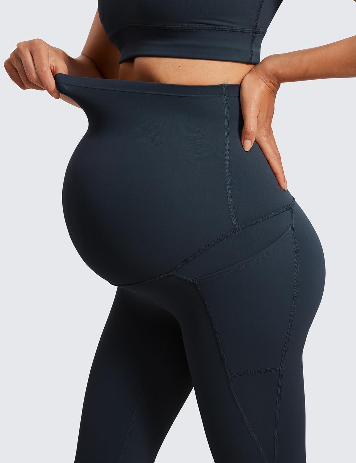 imageCRZ YOGA Womens Butterluxe Maternity Capris Leggings with Pockets 21quot  Workout Active Yoga Soft Over The Belly Crop PantsTrue Navy