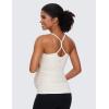 imageCRZ YOGA Butterluxe Y Back Maternity Tank Tops for Women Ruched Pregnancy Basic Camisole Sleeveless Athletic Yoga ShirtsWhite Apricot
