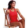 imageCRZ YOGA Racerback Tankini Tops for Women High Neck Modest Bathing Swim Suits Sporty Tank Only No BottomDeep Red