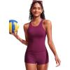 imageCRZ YOGA Racerback Tankini Tops for Women High Neck Modest Bathing Swim Suits Sporty Tank Only No BottomFuchsia