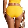 imageCRZ YOGA Womens Bikini Bottoms Full Coverage Mid Rise Bathing Swimsuit Adjustable Ruched Side Tie Swim BriefsHigh Visibility Yellow