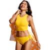 imageCRZ YOGA Womens Bikini Bottoms Full Coverage Mid Rise Bathing Swimsuit Adjustable Ruched Side Tie Swim BriefsHigh Visibility Yellow