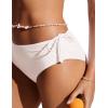 imageCRZ YOGA Womens Bikini Bottoms Full Coverage Mid Rise Bathing Swimsuit Adjustable Ruched Side Tie Swim BriefsMilky White Bone