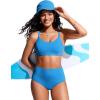 imageCRZ YOGA Womens Bikini Top Lace Up V Neck Swimsuits Crisscross Bathing Suit Swim Sports Bra PaddedMadagascar Blue
