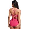 imageCRZ YOGA Womens Bikini Top Lace Up V Neck Swimsuits Crisscross Bathing Suit Swim Sports Bra PaddedMagenta