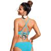 imageCRZ YOGA Womens Bikini Top Lace Up V Neck Swimsuits Crisscross Bathing Suit Swim Sports Bra PaddedTurquoise