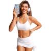 imageCRZ YOGA Womens Bikini Top Lace Up V Neck Swimsuits Crisscross Bathing Suit Swim Sports Bra PaddedWhite