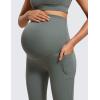 imageCRZ YOGA Womens Butterluxe Maternity Capris Leggings with Pockets 21quot  Workout Active Yoga Soft Over The Belly Crop PantsGrey Sage