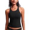 imageCRZ YOGA Racerback Tankini Tops for Women High Neck Modest Bathing Swim Suits Sporty Tank Only No BottomBlack