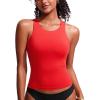 imageCRZ YOGA Racerback Tankini Tops for Women High Neck Modest Bathing Swim Suits Sporty Tank Only No BottomDeep Red