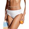 imageCRZ YOGA Womens Bikini Bottoms Full Coverage Mid Rise Bathing Swimsuit Adjustable Ruched Side Tie Swim BriefsWhite