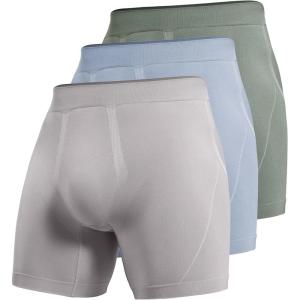imageCRZ YOGA Mens Seamless 5quot Boxer Briefs Breathable Sports Underwear 3PackGrey Sageslate Bluegull Gray