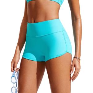imageCRZ YOGA Womens 25 Swim Board Shorts High Waisted Quick Dry Bathing Suit Bottoms Dolphin Trunks with LinerTurquoise