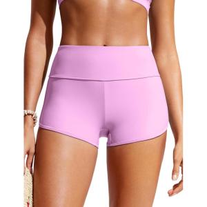 imageCRZ YOGA Womens 25 Swim Board Shorts High Waisted Quick Dry Bathing Suit Bottoms Dolphin Trunks with LinerVita Pink