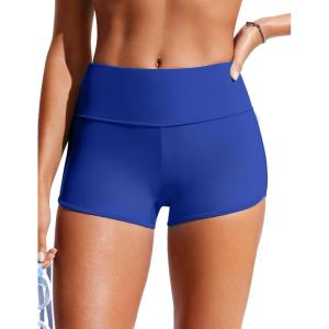 imageCRZ YOGA Womens 25 Swim Board Shorts High Waisted Quick Dry Bathing Suit Bottoms Dolphin Trunks with LinerWaves Blue