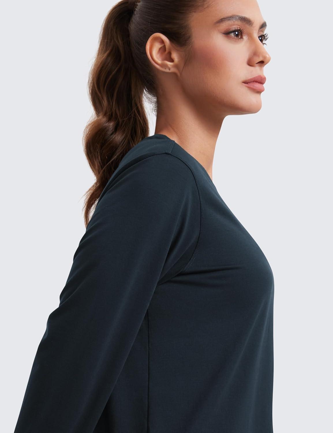 imageCRZ YOGA Womens Long Sleeve Tops High Crew Neck Casual Fall Shirts Basic Quick Dry Workout Athletic TShirtTrue Navy