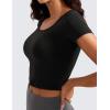 imageCRZ YOGA Butterluxe Short Sleeve Shirts for Women Scoop Neck Casual Crop Tops Workout Yoga Basic Slim Fit TShirtsBlack