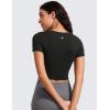 imageCRZ YOGA Butterluxe Short Sleeve Shirts for Women Scoop Neck Casual Crop Tops Workout Yoga Basic Slim Fit TShirtsBlack