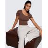 imageCRZ YOGA Butterluxe Short Sleeve Shirts for Women Scoop Neck Casual Crop Tops Workout Yoga Basic Slim Fit TShirtsCoffee Brown