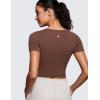 imageCRZ YOGA Butterluxe Short Sleeve Shirts for Women Scoop Neck Casual Crop Tops Workout Yoga Basic Slim Fit TShirtsCoffee Brown