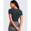 imageCRZ YOGA Butterluxe Short Sleeve Shirts for Women Scoop Neck Casual Crop Tops Workout Yoga Basic Slim Fit TShirtsTrue Navy