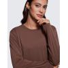 imageCRZ YOGA Womens Long Sleeve Tops High Crew Neck Casual Fall Shirts Basic Quick Dry Workout Athletic TShirtCoffee Brown