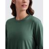 imageCRZ YOGA Womens Long Sleeve Tops High Crew Neck Casual Fall Shirts Basic Quick Dry Workout Athletic TShirtGraphite Green