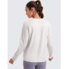 imageCRZ YOGA Womens Long Sleeve Tops High Crew Neck Casual Fall Shirts Basic Quick Dry Workout Athletic TShirtMilky White