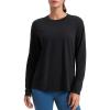 imageCRZ YOGA Womens Long Sleeve Tops High Crew Neck Casual Fall Shirts Basic Quick Dry Workout Athletic TShirtBlack