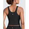 imageCRZ YOGA Butterlift Womens Racerack Longline Sports Bra  U Neck Yoga Padded Tank Pilates Workout Crop Top with Built in PadsBlack