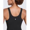 imageCRZ YOGA Butterlift Womens Racerack Longline Sports Bra  U Neck Yoga Padded Tank Pilates Workout Crop Top with Built in PadsBlack
