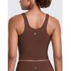 imageCRZ YOGA Butterlift Womens Racerack Longline Sports Bra  U Neck Yoga Padded Tank Pilates Workout Crop Top with Built in PadsCoffee Brown