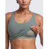imageCRZ YOGA Butterlift Womens Racerack Longline Sports Bra  U Neck Yoga Padded Tank Pilates Workout Crop Top with Built in PadsGrey Sage